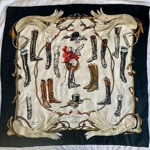 Hermes Silk Scarf 90cm A Propos de Bottos and shopping bag EUC